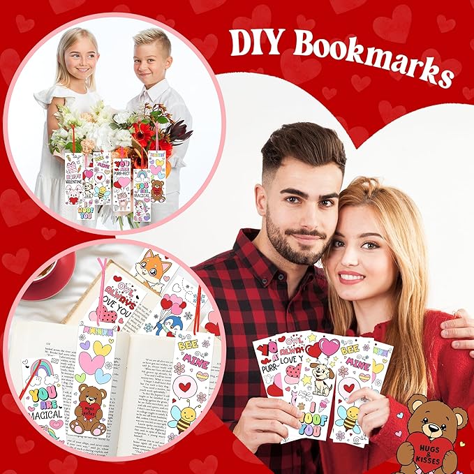 100Pcs Color Your Own Bookmarks Cute Animals DIY Coloring Blank Bookmarks with Ribbon Fun Handmade Art Crafts for Kids Students Classroom Exchange Gifts Party Favors Teacher Rewards Prizes