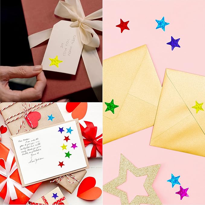 2400 PCS Laser Shiny Sparkle Star Stickers, Water/Tear Resistant Self Adhesive Star Stickers in 6 Colors Reward Behavior Chart Labels for Kids Students Teachers Supplies (Each Measures 0.5”)