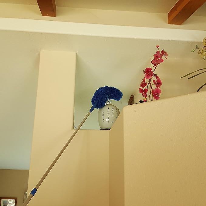 Extendable Microfiber Duster Extension Rod | Ceiling Fan Duster 20 Foot Reach | Cobweb 3-Stage Aluminum Telescoping Pole | Lightweight Webster Telescoping Cleaning Tool | U.S. Duster Co.