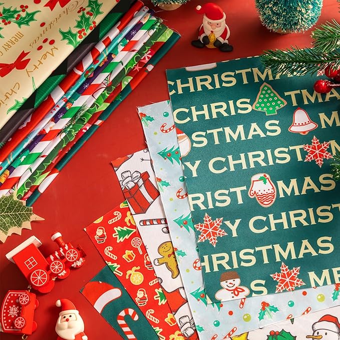 60 Pieces 10 x 10 Inch Christmas Fabric Holiday Quilting Fabric Snowman Christmas Tree Print Fat Quarters Printed Theme Sewing Squares Decorative DIY for Crafts (Snowman)
