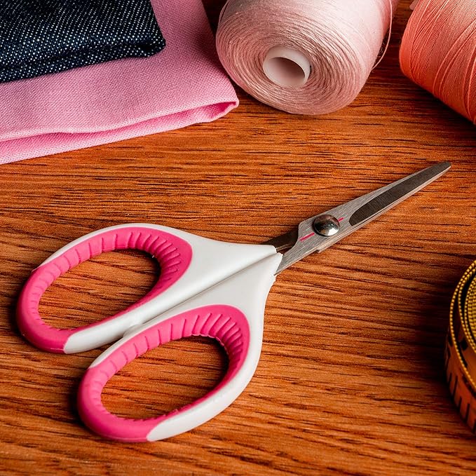 SINGER 07190 4-Inch Craft Scissors with Pink and White Comfort Grip, ,