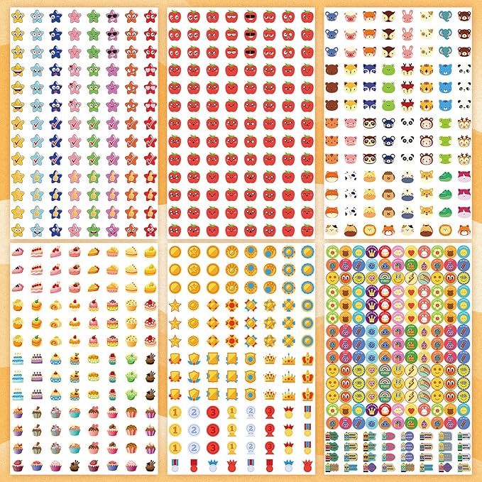 6048 Pieces Small Stickers for Kids Reward Chart - Mini Incentive Happy Smile Face Star Bundle for Teachers and Kids Behavior Chart(Cute Style)