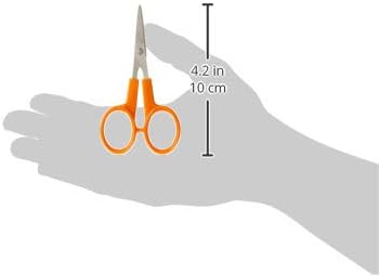 Fiskars 98087097J Curved Craft Scissors, 4 Inch, steel and orange