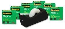 Wholesale CASE of 10 - 3M Scotch Magic Plastic Dispenser w/Invisible Tape-Tape Dispenser, w/6 Rolls, 1" Core 3/4"x1000"Tape, 6/PK, BLK