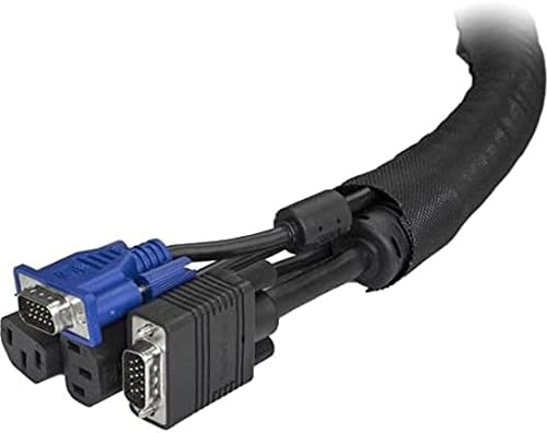 StarTech.com 6.5' (2m) Cable Management Sleeve - Flexible Coiled Cable Wrap - 1.0-1.5" dia. Expandable Sleeve - Polyester Cord Manager/Protector/Concealer - Black Trimmable Cable Organizer (WKSTNCM)