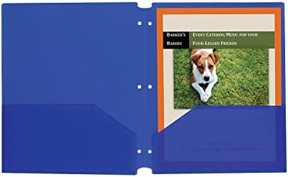 Two-Pocket Heavyweight Poly Portfolio Folder, 3-Hole Punch, Letter, Blue, 25/Box