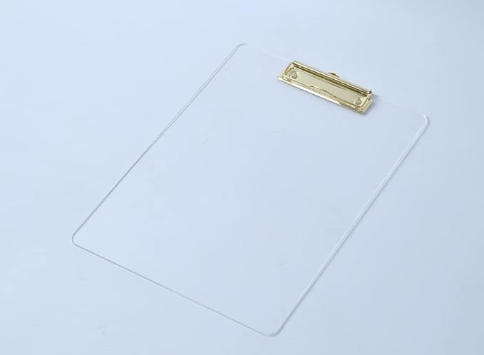 JIARI 2 Pack Clear Acrylic Office Clipboard A4 Letter Size 8.6" x 12.2" (Gold)