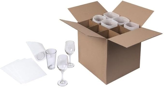 Duck Glass Kit, 4 Corrugate Dividers & 9 Foam Pouches (14 x 14\x 14) (Box NOT Included)