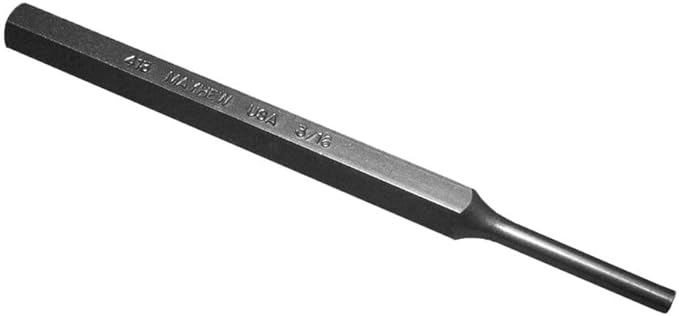 Mayhew Tools 71004 SAE Pin Punch, 3/16 x 1.25" Pin, 5-1/4" OAL x 3/8" Body, Shot Blast Finish