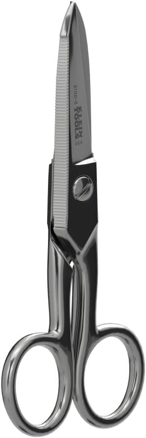 Klein Tools 2100-5 Electrician Scissors, Made in USA, 5.25-Inch Compact Scissors for Heavy-Duty Cutting and Low Voltage Work, Multi-Purpose