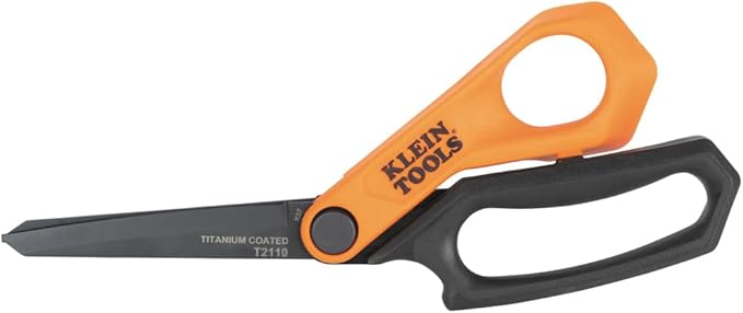 Klein Tools T2110 Titanium-Coated Professional Scissors, Stainless Steel Shears for Cutting Sheet Metal, Leather, and Heavy-Duty Materials, 10-Inch