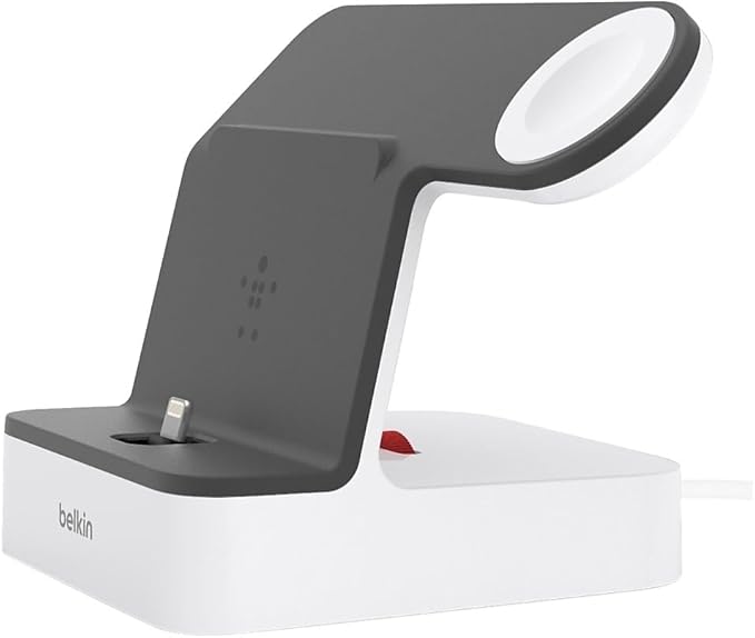 Belkin 2-In-1 Iphone & Apple Watch Charging Dock - Powerhouse Charging Station + Apple Watch Charging Stand - Designed For Iphone 6/7/8/X/Xs/Xr/Xs Max, Apple Watch Series 4, 3, 2, & 1