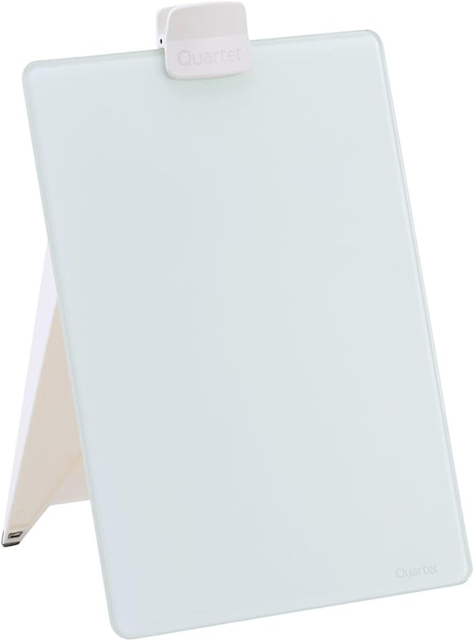Quartet Glass Whiteboard Desktop Easel, 9" x 11", Dry Erase Surface, Clean Erase, Includes 1 Dry Erase Marker, White (GDE119)