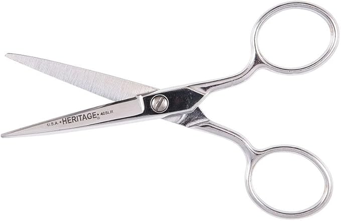 Klein Tools G405LR Scissors, Embroidery Scissor with Large Ring, Great for Sewing, Fabric, Electronics, More, 5-Inch