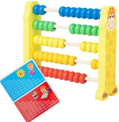Sealive Wooden Counting Toy - 50 Beads Abacus for Kids Math, Cartoon Giraffe Counters for Kids, Counting Toys for Preschool Learning & Development, Develops Coordination, Motor Skills