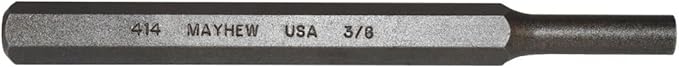 Mayhew Tools 71105 SAE Pin Punch, 3/8 x 1.25" Pin, 6" OAL x 1/2" Body, Shot Blast Finish