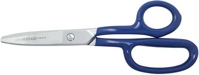 Klein Tools G718LRCB Scissors, Made in USA, Heavy Duty Carpet Shear with Large Ring, Curved Handles and Blunt Tips for Trimming Carpet Pile, 9-Inch