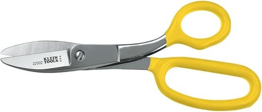 Klein Tools 22002 Scissors, Made in USA, Broad Blade Utility Shear Cuts Anything from Rubber to Metal, with Extended Handled, Serrated Blade, 8.5-Inch