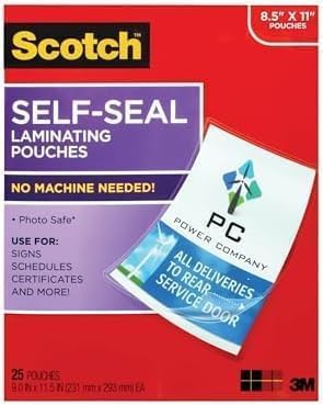 Scotch Self-Seal Laminating Pouches,No Laminator Needed,Letter Size 9.0 in x 11.5 in,(Pack of 300)