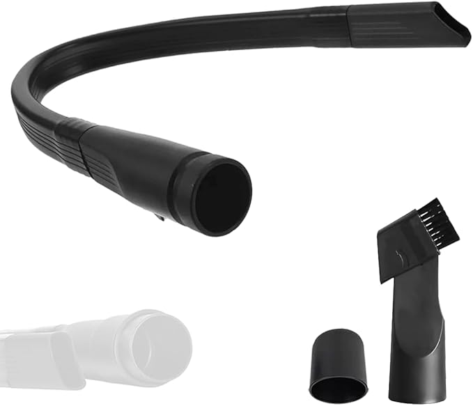 Universal 25" Long Flexible Crevice Tool Vacuum Attachment with Removable Brush Head For All 1-1/4 in or 1-3/8 inch Connector Hoses Helps Clean Cobwebs on the ceiling, Dryer Lint, Under Furniture