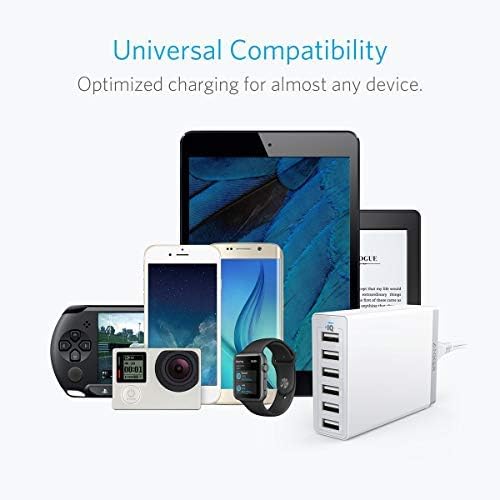 Anker Desktop Charger, 60W 6 Port USB Multiple Charging Hub, PowerPort 6 Multiple USB Charger, Campatible with iPhone, iPad, MacBook, Galaxy, LG, HTC, and More