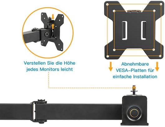 HUANUO Quad Computer Monitor Mount - Heavy Duty LCD Computer 4 Monitor Stand with Full Articulation, Fits Four Screens up to 27 Inches - Each Arm Holds up to 17.6lbs, VESA 75x75-100x100mm