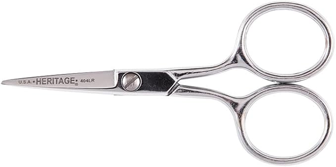 Klein Tools G404LR Scissors, Made in USA, Embroidery Scissor with Large Ring, Great for Sewing, Fabric, Electronics, More, 4-Inch