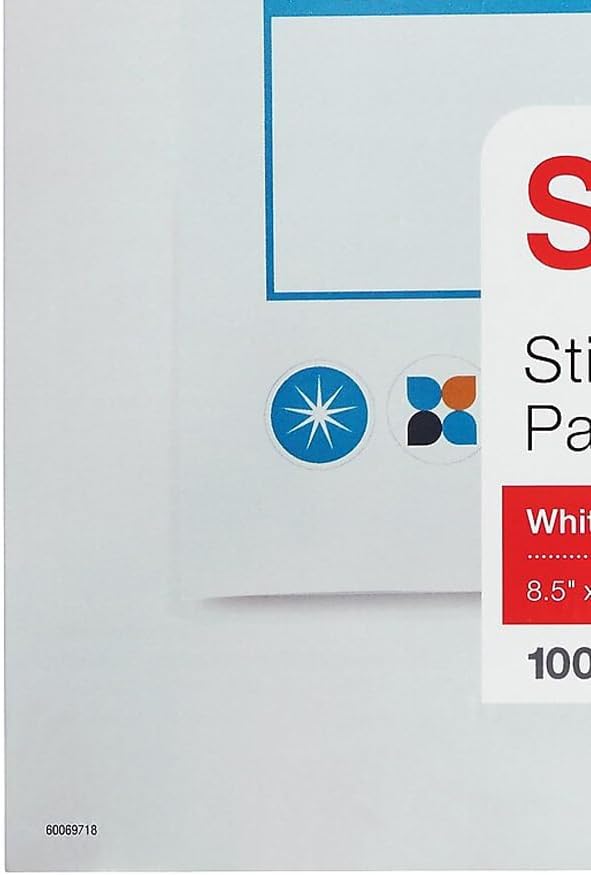 Staples Matte White Sticker Paper 8.5" X 11" (30 Sheets), For Office, School & Home