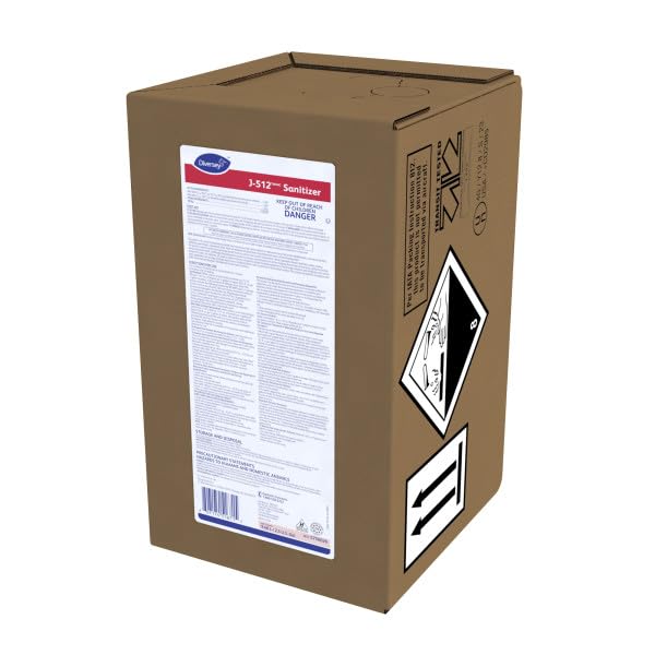 Diversey 5756026 J-512 Sanitizer, No Rinse Food Contact Surface Sanitizer of Utensils, Use in Commercial 3-Sink Handwashing, Red Liquid, Unscented, Concentrate 1.5-Gallon