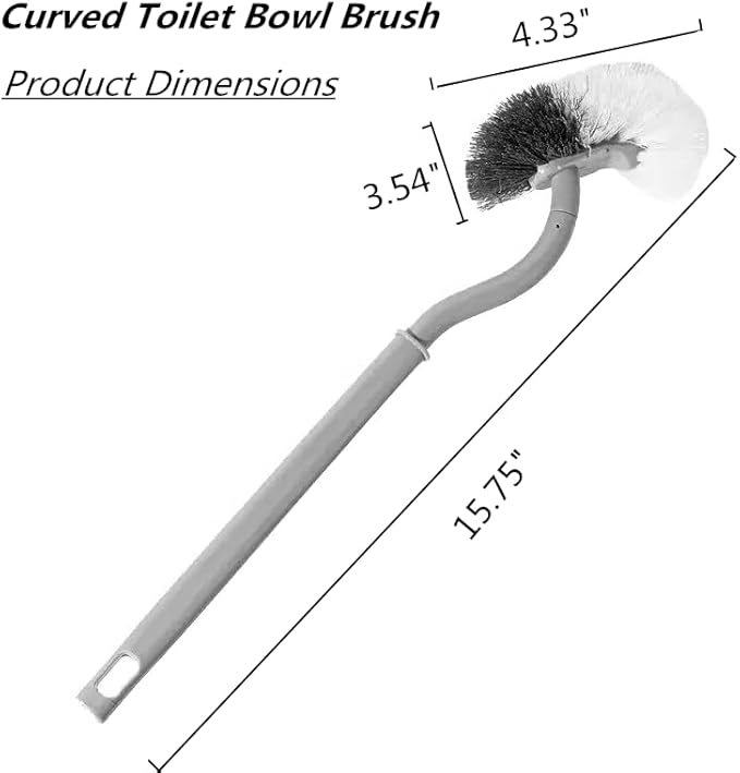 2Pcs Curved Toilet Bowl Brush Without Holder for Bathroom Deep Cleaning, Toilet Brush Durable Under The Rim Household Cleaning Brushes (Gray+White)