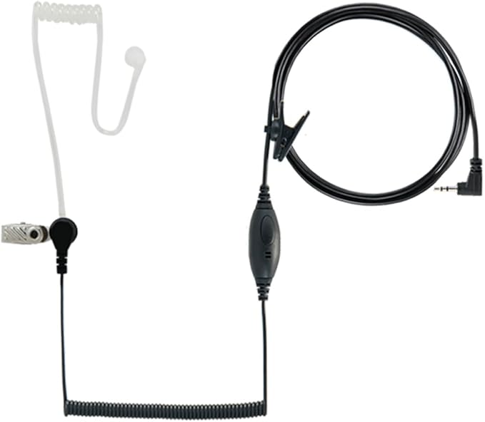 Cobra RX380 2-Pack Walkie Talkies & Compatible Cobra GA-SV01 2P Surveillance Headset Microphones: Rechargeable, 40 Preset Channels, Long Range 32-Mile Two-Way Radio Set, Black