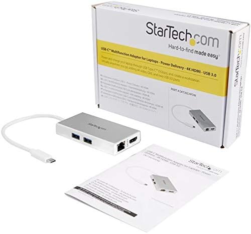 StarTech.com USB-C Multiport Adapter - USB-C Travel Docking Station w/ 4K HDMI - 60W Power Delivery Pass-Through, GbE, 2pt USB-A 3.0 Hub - Portable Mini USB Type-C Dock for Laptop - White, TAA