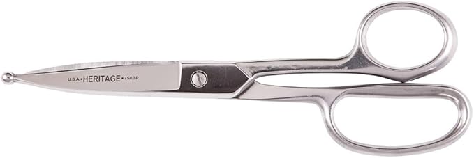 Klein Tools G758BP Scissors, Made in USA, Straight Trimmer with Ball Point for Poultry Venting, Stainless Steel, 8-Inch