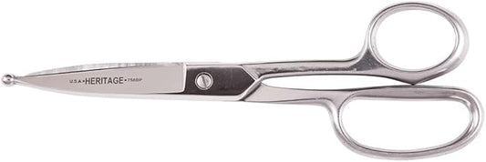 Klein Tools G758BP Scissors, Made in USA, Straight Trimmer with Ball Point for Poultry Venting, Stainless Steel, 8-Inch