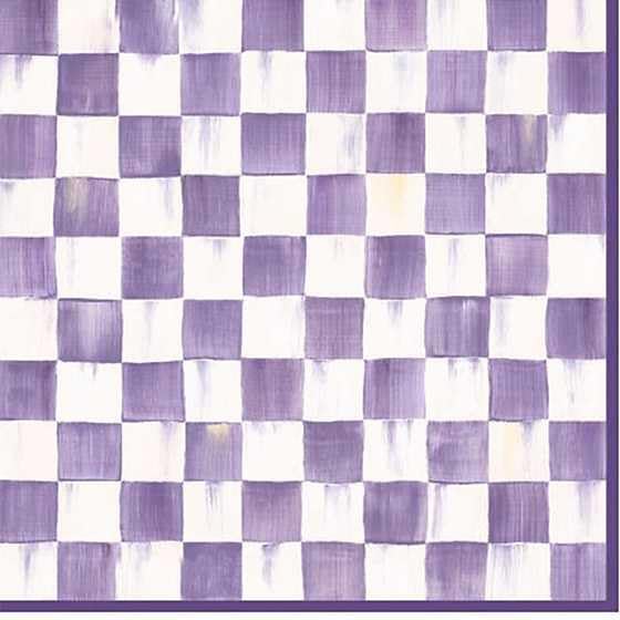 MACKENZIE-CHILDS Pack of 20 Dinner Paper Napkins, Decorative Napkins for Parties, Purple-and-White Violet Check