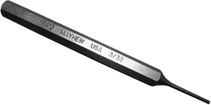 Mayhew Tools 71001 SAE Pin Punch, 3/32 x 0.88" Pin, 4-1/2" OAL x 5/16" Body, Shot Blast Finish