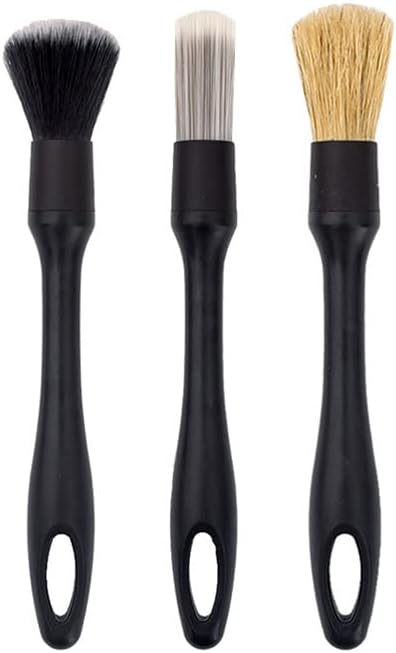 3pcs car Detailing kit-1pcs Boars Hair Car Detailing Brushes,1pcs Ultra Soft No Scratch Detailing Brush for Air Vent,Leather Seat 1pcs Detail Brushes car Detailing for Interior Exterior