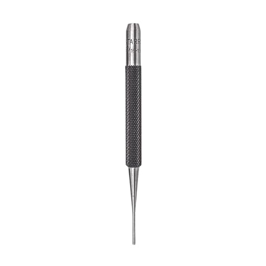 Starrett Drive Pin Punch with Knurled Grip for Driving Pins Into or Out of a Workpiece - Hardened and Tempered Steel, 4" Length, 1/16" Punch Diameter - 565A