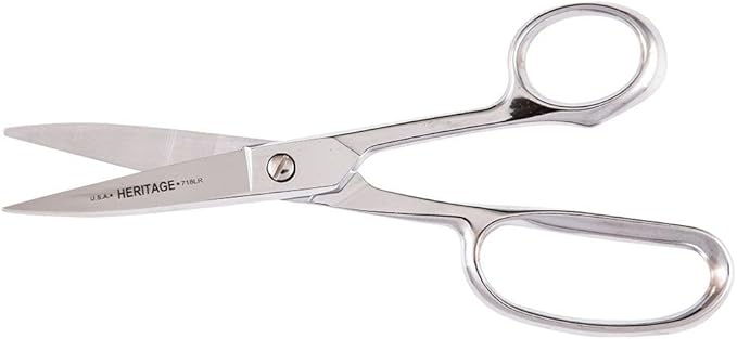Klein Tools 718LR Scissors, Made in USA, Heavy Duty Shear Cuts Fabric, Rubber, Poultry, Light Metal, and More, High-Leverage, Ergonomic Snips, 8-5/8-Inch