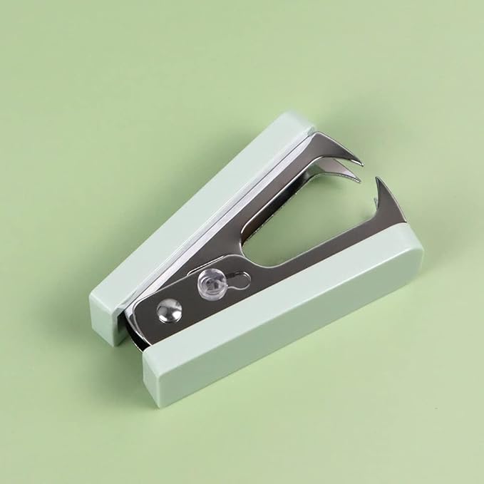 NatSumeBasics Mint Green Staple Remover 2pcs Cute Staples Puller Removal Tool with Lock Plastic Body Steel Jaws for Office School Desk Accessories (2 Green)