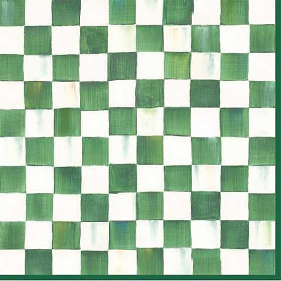 MACKENZIE-CHILDS Pack of 20 Dinner Paper Napkins, Decorative Napkins for Parties, Green-and-White Emerald Check