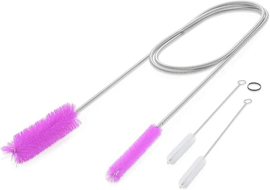 Flexible Drain Cleaning Brush (72" Long) for Drains, Bottles, Bathroom Sink, Bathtub, Shower, and Kitchen Sink, Heavy-Duty Double Ended Nylon with Elastic Hose, Bathroom Cleaning Supplies, Purple