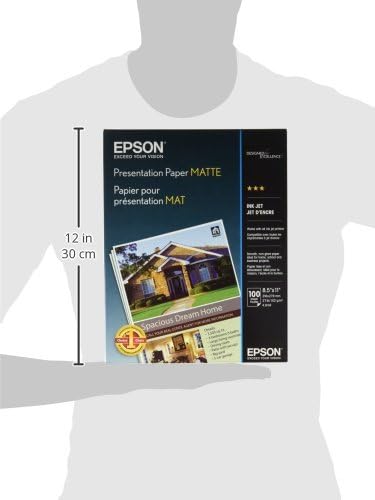Epson Presentation Paper Matte,8.5 x 11 Inch,(S041062),White,100 Count (Pack of 5)