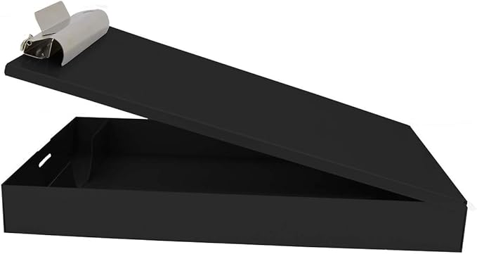Saunders Metal Clipboard with Storage, Black Dual Layer Nursing Clipboard Folio, Letter Size Paper Organizer, Steel Clip with Self Locking Latch, Form Holder for Office, School & Work - Made in USA