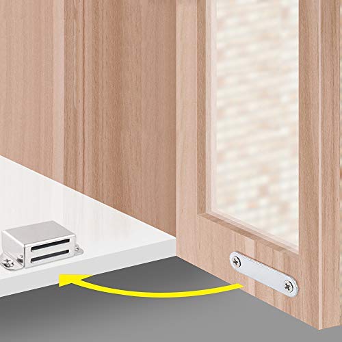 Mousike Cabinet Magnets Magnetic Door Catch Stainless Steel Door Magnet for Kitchen Bathroom Cupboard Wardrobe Closet Closures Cabinet Door Drawer Latch 20 lbs (15Pack)
