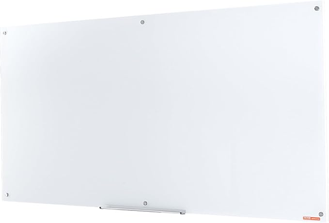 VEVOR Magnetic Glass Writing Board, Erasable 72"x36" Surface, Frameless Wall Installation, Includes Marker Holder, a Cleaning Tool, and 2 Writing Pens, White
