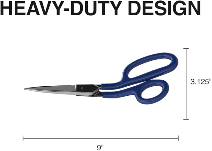 Klein Tools G718LRC Heavy-Duty Carpet Shear, Made in USA, 9-Inch Nickel-Plated Scissors with Offset Curved Handles, Carpet Installation, Fabric, Upholstery, Professional or DIY Usage