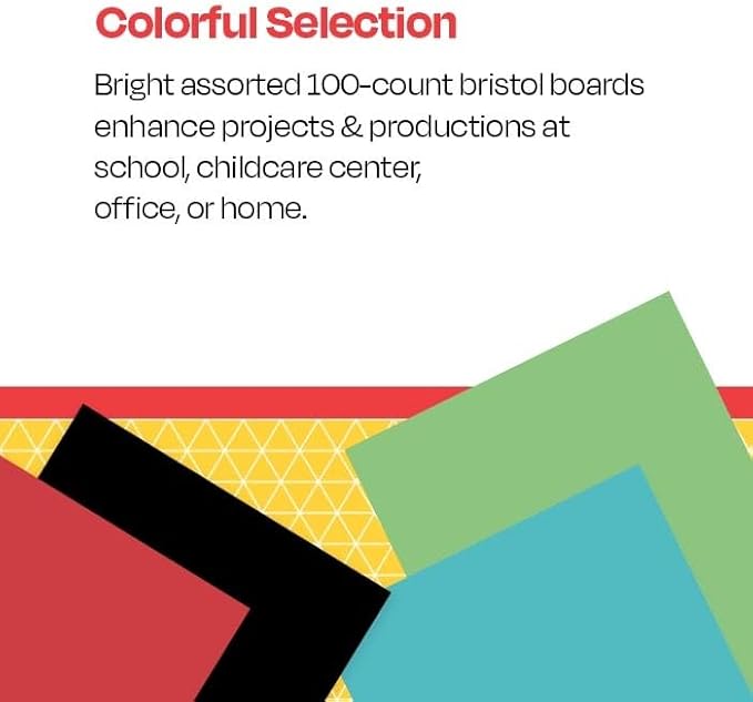 School Smart Bristol Board, 9 x 12 Inches, Assorted Colors, Pack of 100