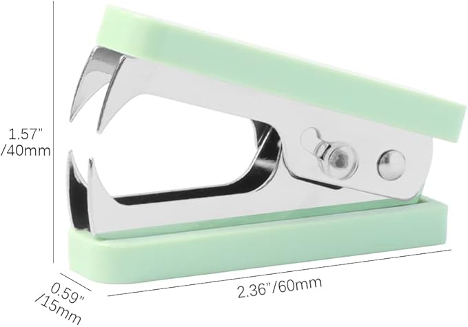 NatSumeBasics Mint Green Staple Remover 2pcs Cute Staples Puller Removal Tool with Lock Plastic Body Steel Jaws for Office School Desk Accessories (2 Green)