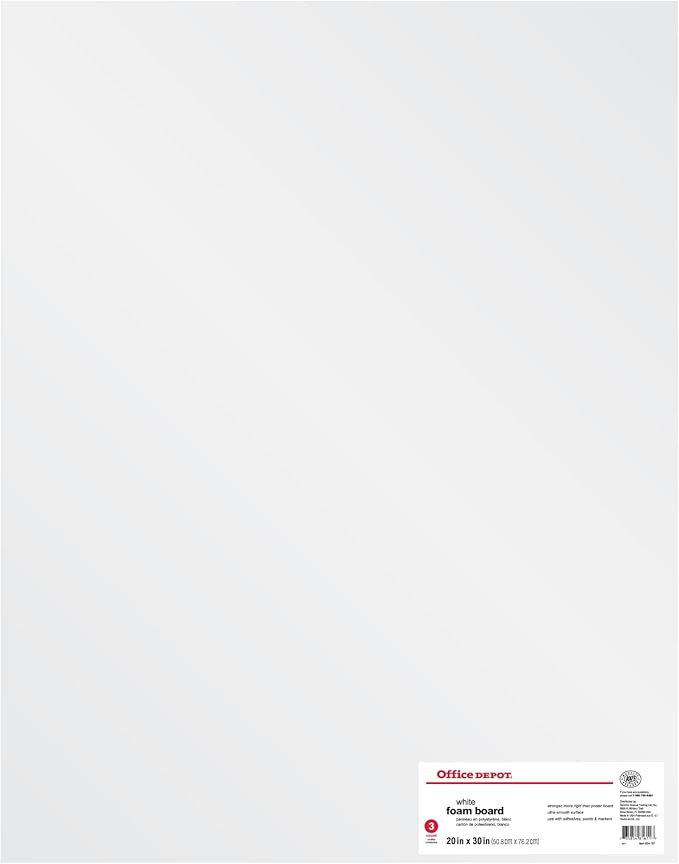 Office Depot Foam Boards, 20in. x 30in., White, Pack of 3, 26811